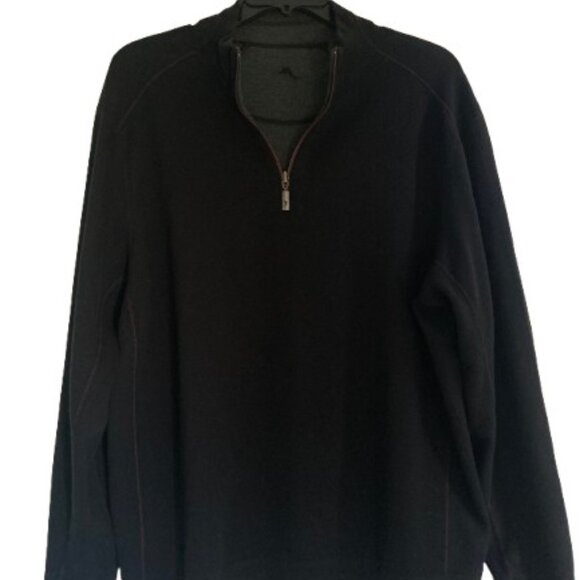 Tommy Bahama Flipshore Reversible 1/2 Zip Sweater Mens XXL Black/Gray Pullover - Picture 3 of 12